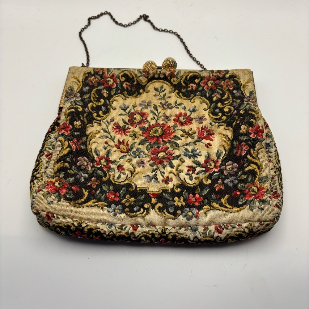 Walborg Floral Tapestry Clutch with Chain